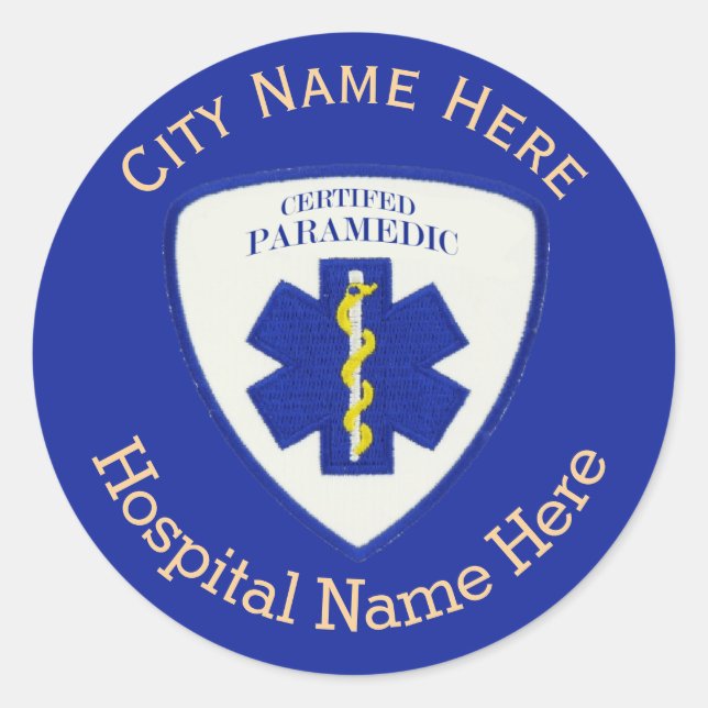 Certified Paramedic Shield Custom Round Sticker (Front)