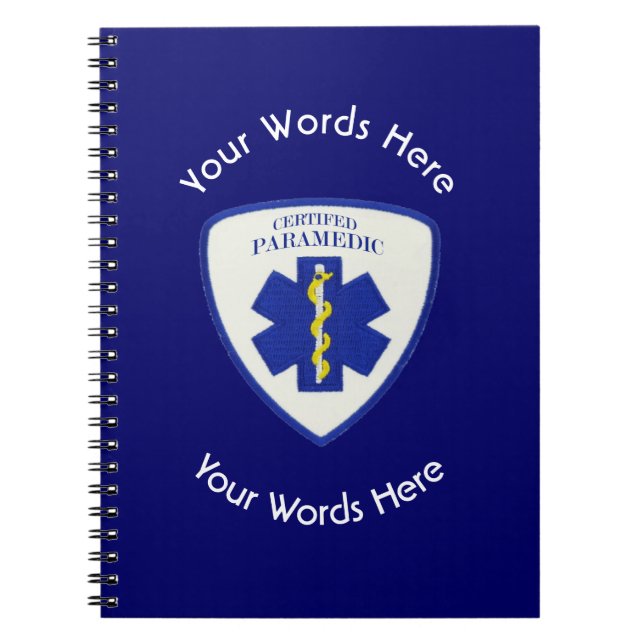 Certified Paramedic Star Of Life Shield Notebook (Front)