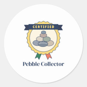 Certified Pebble Collector Rosette Round Sticker