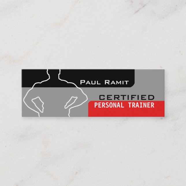 Certified Personal Trainer Red Grey Business Card (Front)
