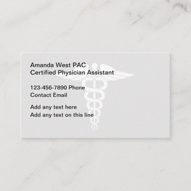 Certified Physicians Assistant Business Cards (Front)
