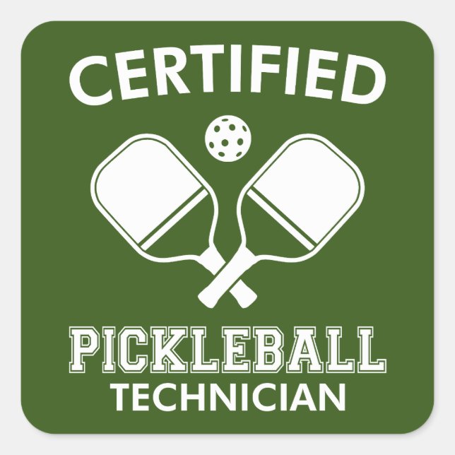 Certified Pickleball Technician Square Sticker (Front)