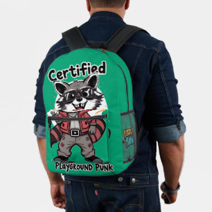 Certified Playground Punk Cool Racoon Sunglasses Printed Backpack