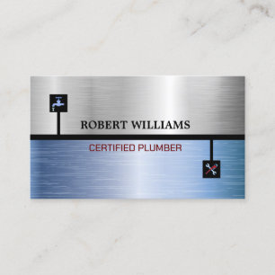 Certified Plumber Silver with Tape template  Business Card