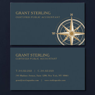 Certified Public Accountant Nautical Compass  Business Card