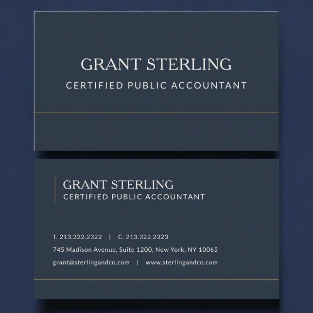 Certified Public Accountant Navy Blue Professional Business Card (Creator Uploaded)
