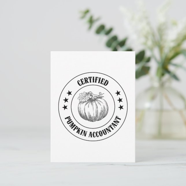 Certified Pumpkin Accountant Stamp Postcard (Standing Front)