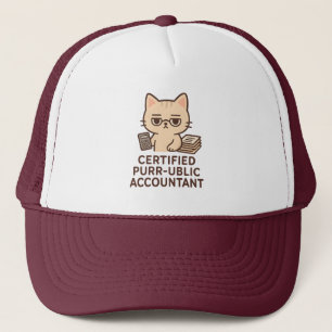 Certified Purr-ublic Accountant Cute Kawaii Cat Trucker Hat
