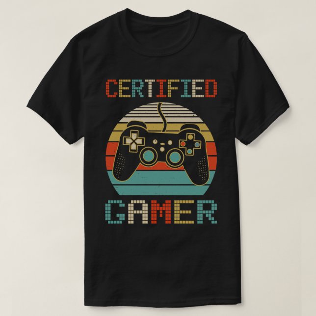 Certified Retro Vintage Funny Video Games T-Shirt (Design Front)