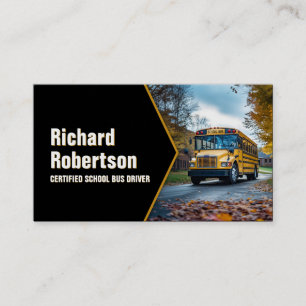 Certified School Bus Driver Vehicle On The Road Business Card