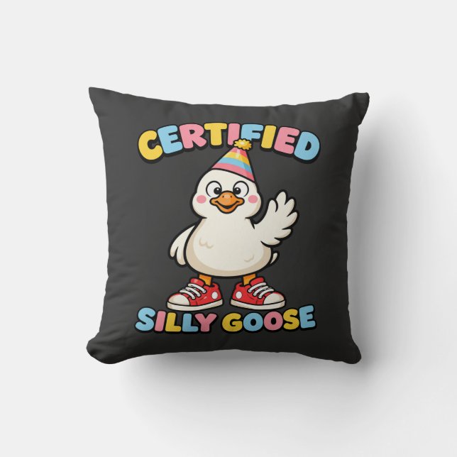 Certified Silly Goose Cute Cartoon Goose Funny Cushion (Front)
