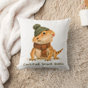 Certified Snack Goblin Bearded Dragon Art Cushion