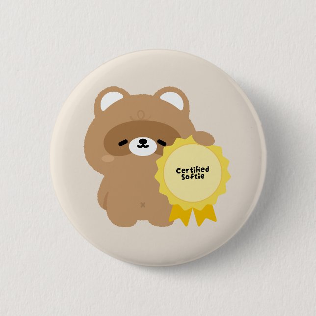 Certified Softie Beaver 6 Cm Round Badge (Front)