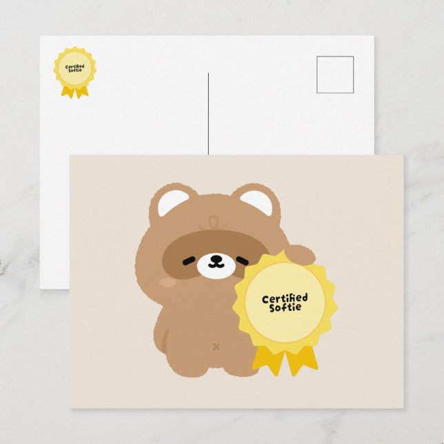 Certified Softie Beaver Holiday Postcard (Front/Back)