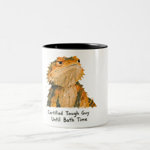 Certified Tough Guy Bearded Dragon Art Two-Tone Coffee Mug