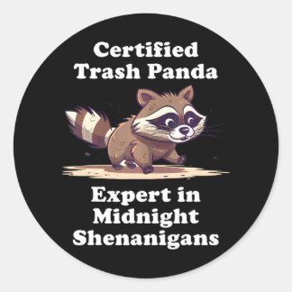Certified Trash Panda Funny Cute Kawaii Racoon Classic Round Sticker