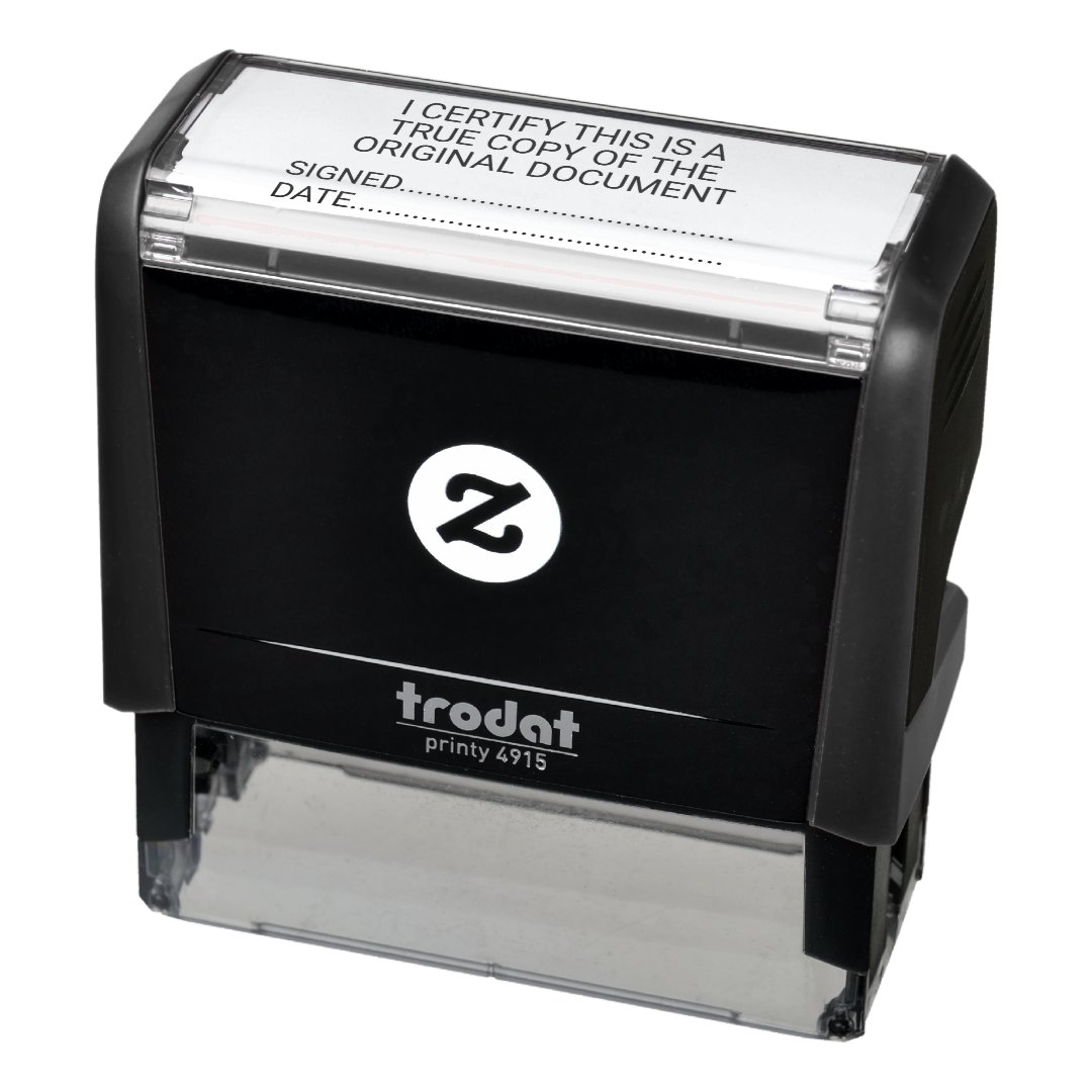Certified True Copy of Original Document Sign Date Self-inking Stamp ...