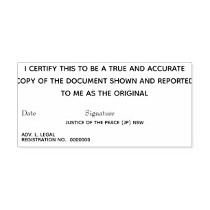 Certified true copy of original Justice of Peace Self-inking Stamp