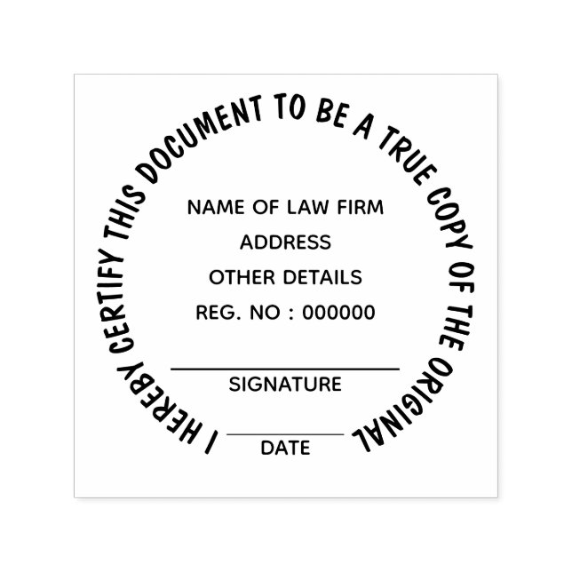Certified true copy of original | round self-inking stamp (Design)