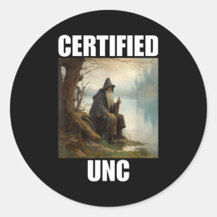Certified unc status classic round sticker