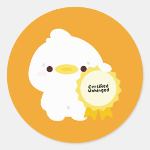 Certified Unhinged Duck Classic Round Sticker