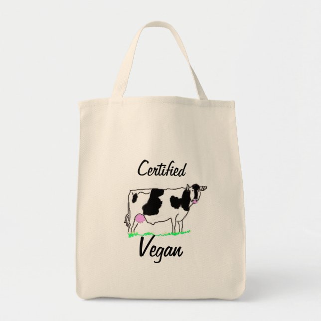 Certified Vegan Grocery Tote Bag (Front)
