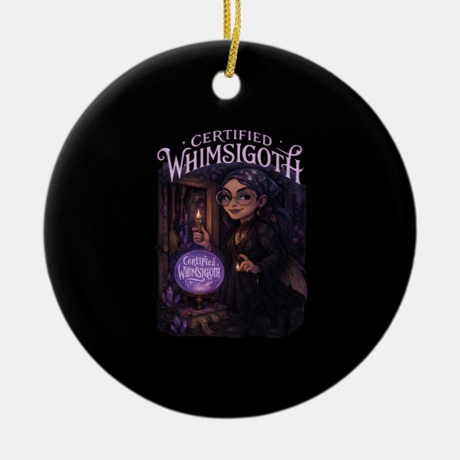 Certified Whimsigoth Witch Broom Closet Classic Ceramic Ornament (Front)