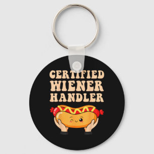Certified Wiener Handler Funny Bbq Hotdog Grilling Key Ring