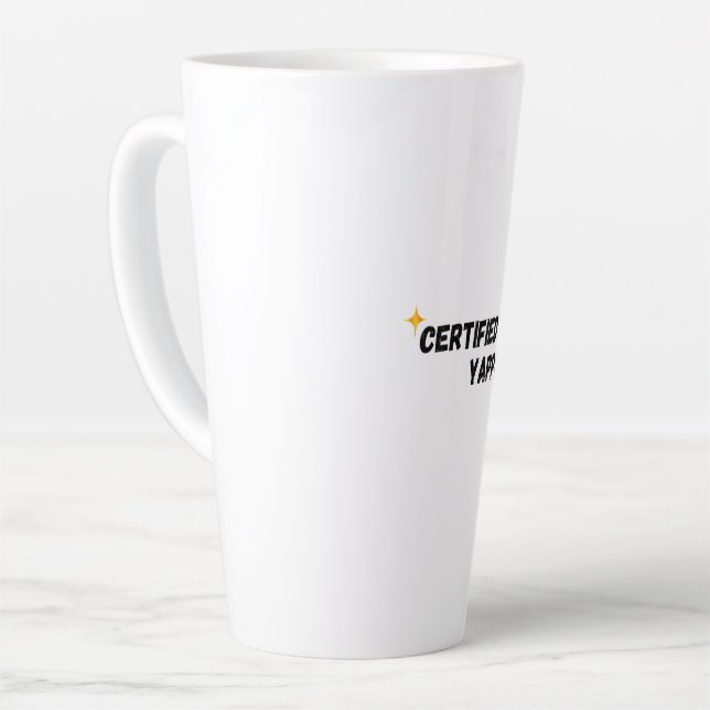 Certified Yapper | Gen-Z Funny Graphic Tee Latte Mug (Left Angle)