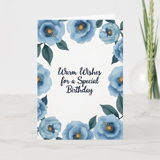 Cerulean Bloom Birthday Card (Front)