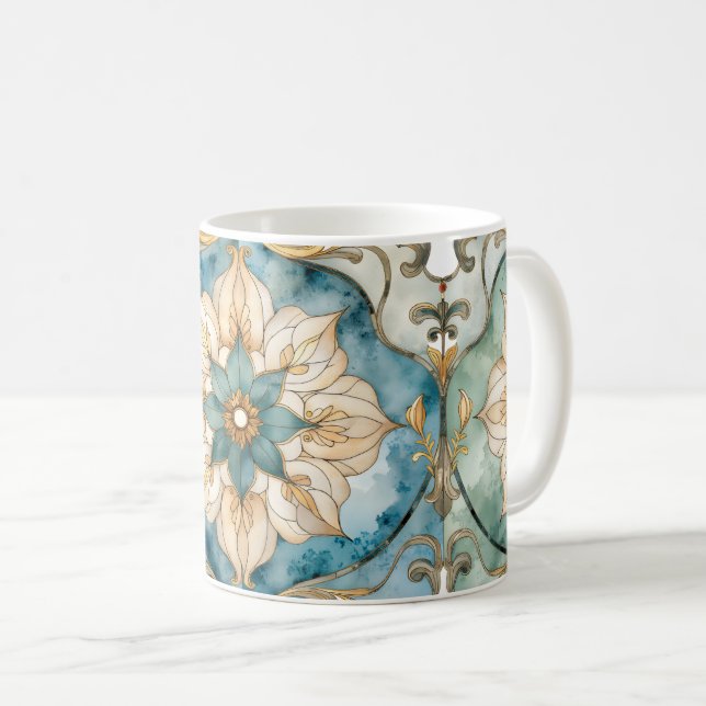 Cerulean Bloom Tapestry Coffee Mug (Front Right)
