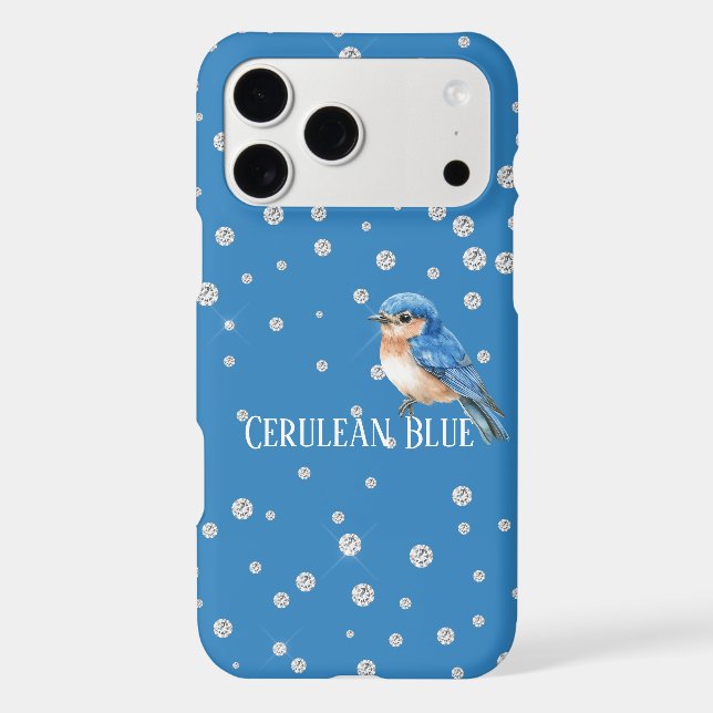 Cerulean Blue Bird Faux Diamonds (Back)
