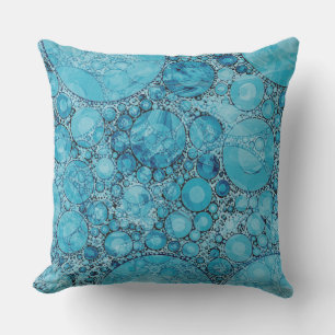 Cerulean Blue Bubble Pattern Pillow
