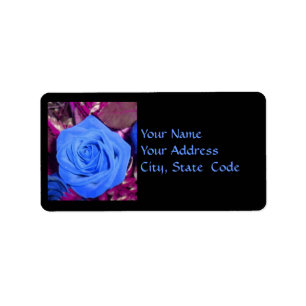 Cerulean Blue Rose Address Labels