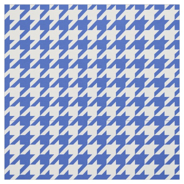 Cerulean Blue, White Houndstooth Pattern #2M Fabric (Swatch)