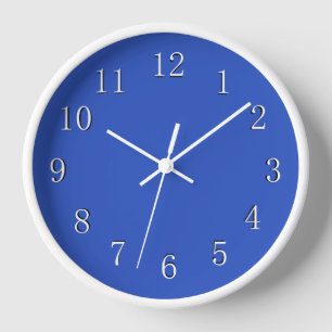 Cerulean Blue with White Frame and Hands Clock