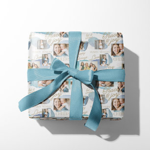 Cerulean Holiday 10 Photo Collage Wrapping Paper