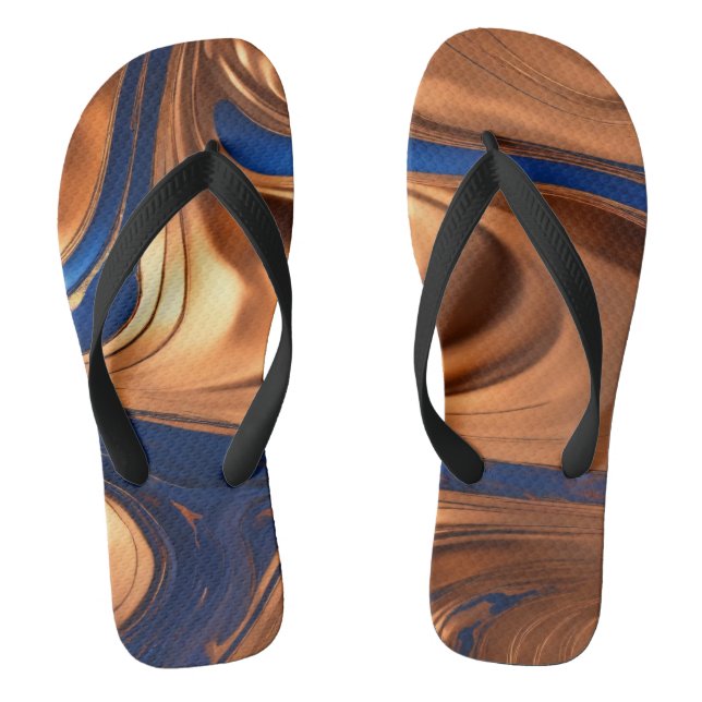 "Cerulean Opulence: Luxury Fusion of Dark Blue Mar Thongs (Footbed)