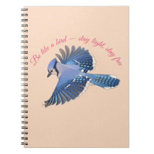 Cerulean Soar: Detailed Blue Jay in Flight Notebook