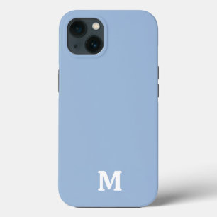 Cerulean Solid Color Monogram Initial  iPhone 13 Case