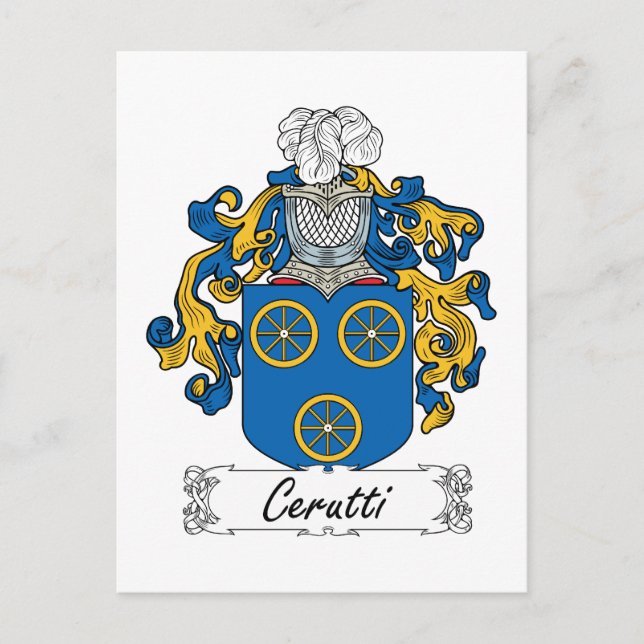 Cerutti Family Crest Postcard (Front)