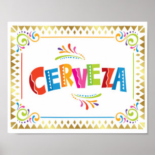 CERVEZA Fiesta Party Beer Sign Print