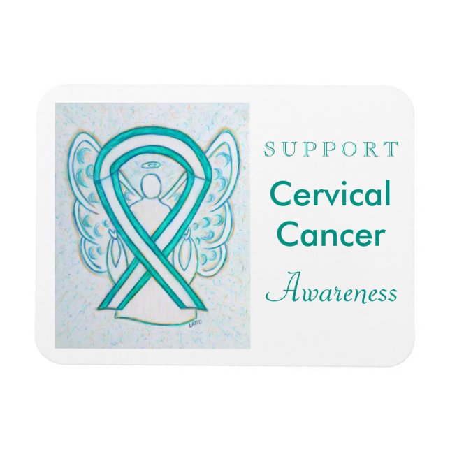 Cervical Cancer Angel Awareness Ribbon Magnet Gift (Horizontal)
