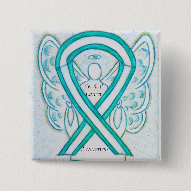 Cervical Cancer Angel Awareness Ribbon Pins (Front)