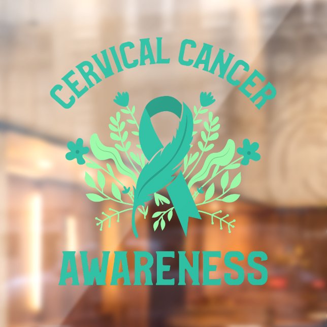 Cervical Cancer Awareness Floral Teal Ribbon (Sheet 2)