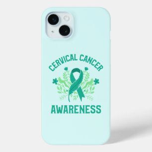 Cervical Cancer Awareness Floral Teal Ribbon iPhone 15 Mini Case