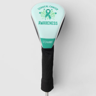 Cervical Cancer Awareness Floral Teal Ribbon Golf Head Cover