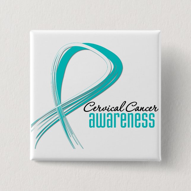 Cervical Cancer  Awareness Grunge Ribbon 15 Cm Square Badge (Front)