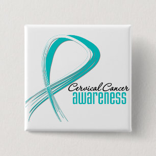 Cervical Cancer Awareness Grunge Ribbon 15 Cm Square Badge