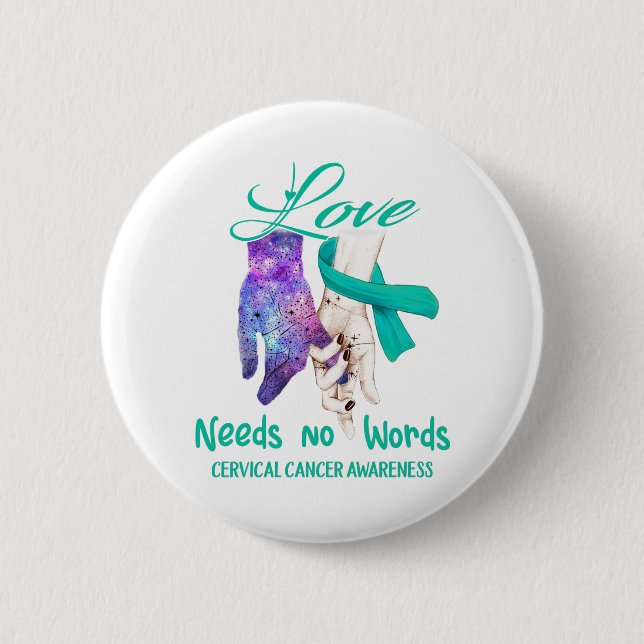 Cervical Cancer Awareness Love Needs No Words 6 Cm Round Badge (Front)